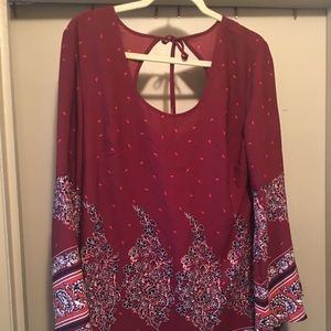 Maroon Bell Sleeved Bohemian Blouse